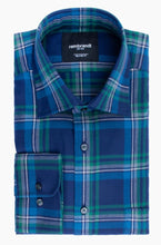 Load image into Gallery viewer, Rembrandt Sinatra Blue/Green Plaid Flannel Shirt
