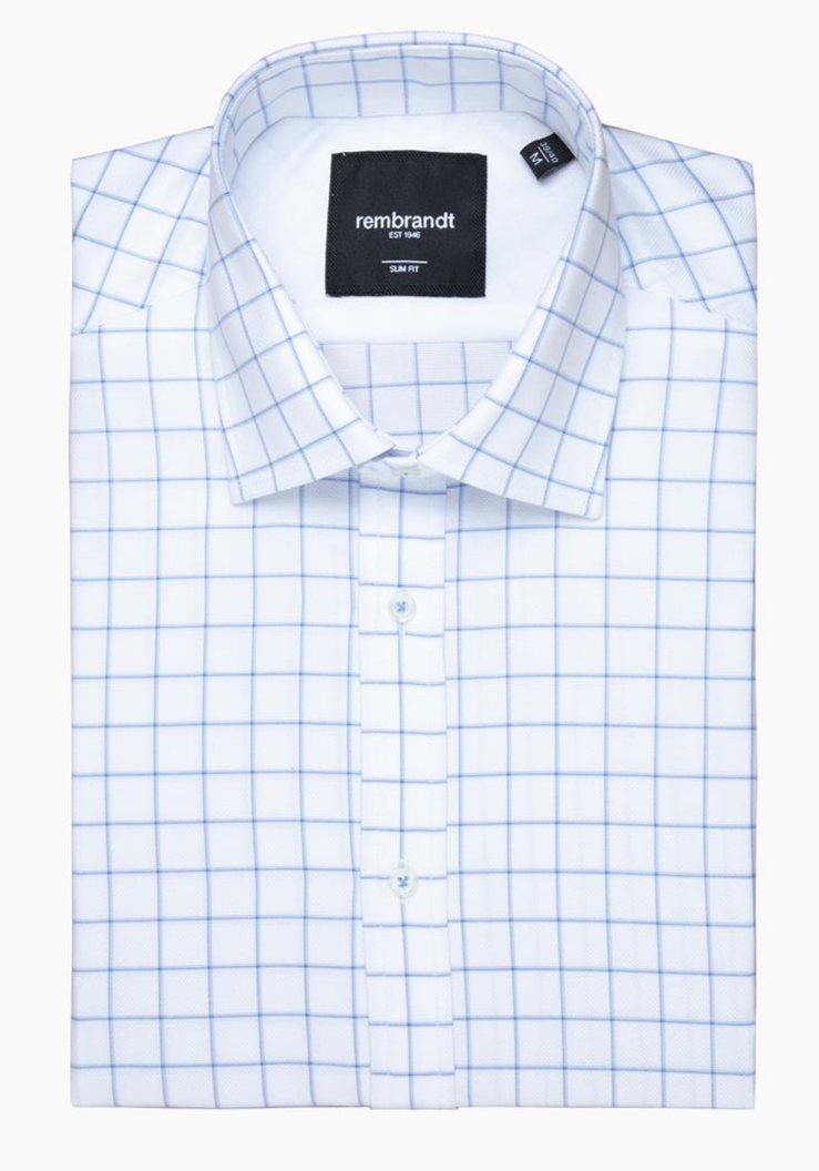 Rembrandt London White & Blue Large Check Shirt