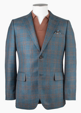 Load image into Gallery viewer, Rembrandt Hawker Teal Blue &amp; Brown Check Blazer
