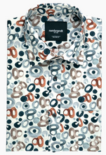 Load image into Gallery viewer, Rembrandt Sinatra White Blue &amp; Rust Geometric Shirt
