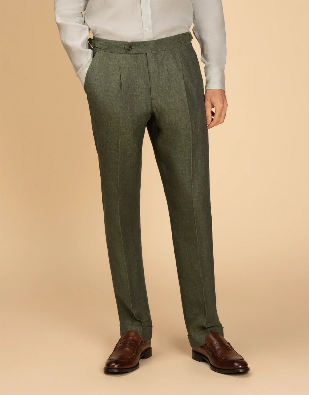 Rembrandt Evans Olive Green Linen Trouser