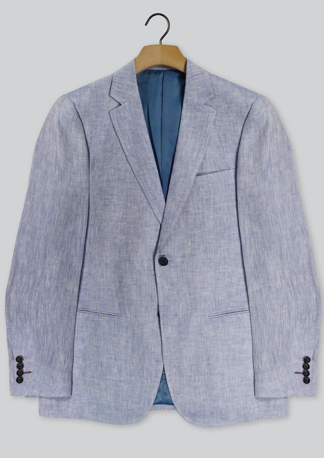 Cutler & Co Johnson Herringbone Sky Linen Blazer