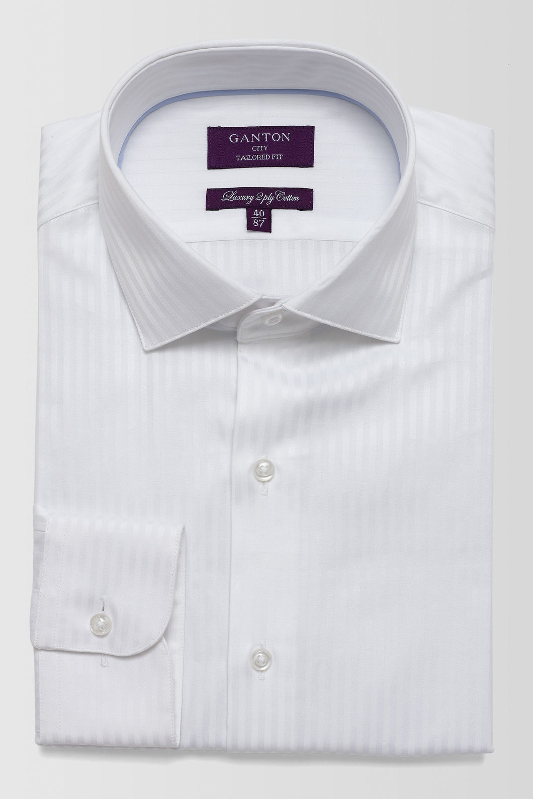 Ganton Herringbone London White Shirt