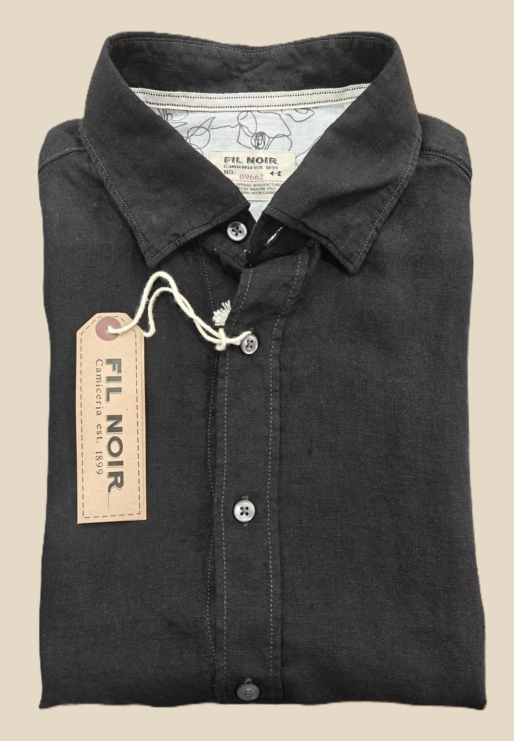 Fil Noir Roma Black Linen L/S Shirt