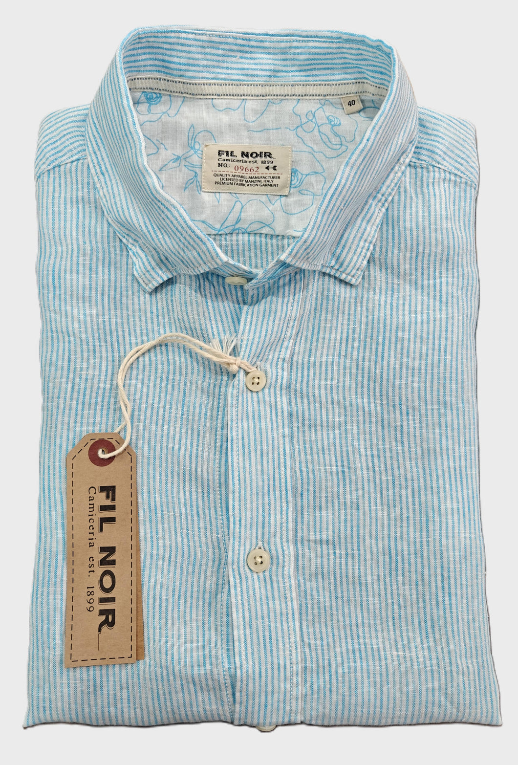 Fil Noir Roma Petrol Linen L/S Shirt