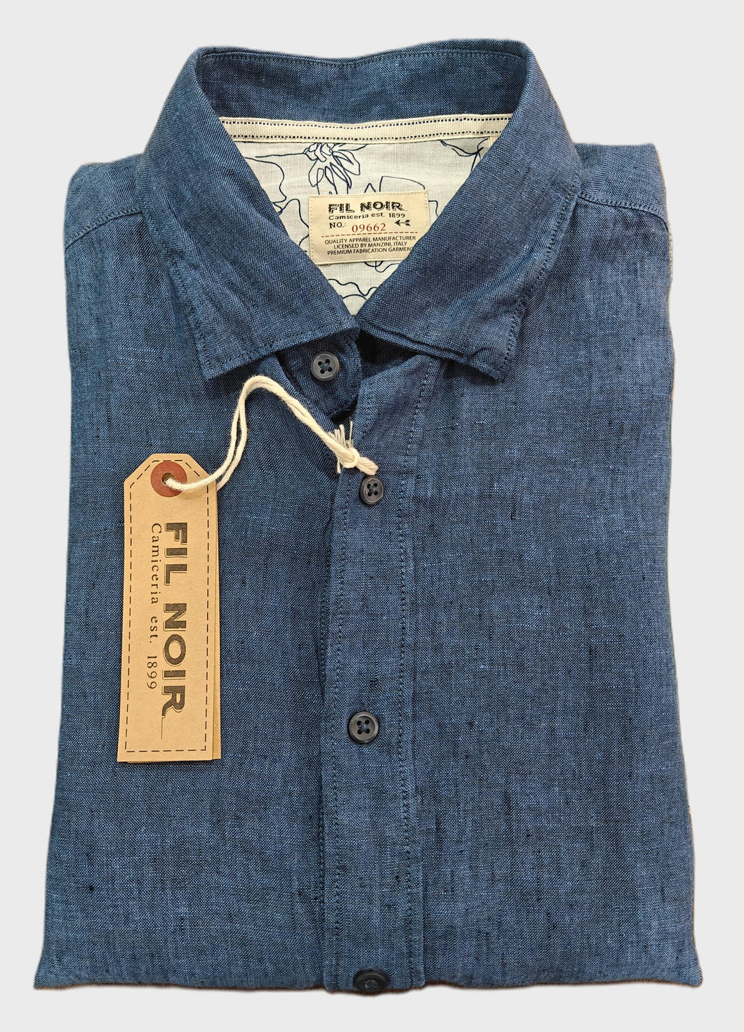 Fil Noir Roma Night Blue Linen L/S Shirt