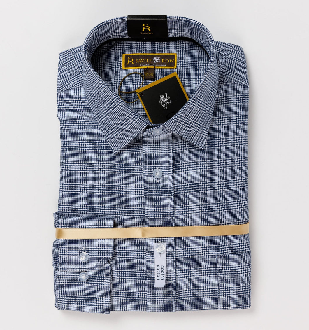 Savile Rowe Navy Houndstooth Check Shirt