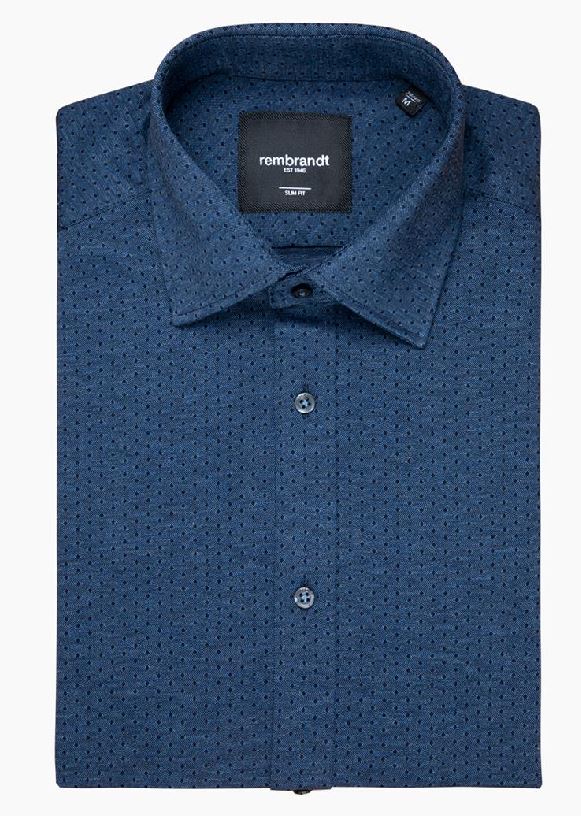 Rembrandt London Navy Dot Knitted Shirt