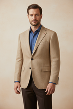 Load image into Gallery viewer, Aiden in Beige Herringbone Blazer – Dark Brown Trousers
