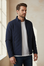 Load image into Gallery viewer, Aiden in Navy Zip Jacket – White Tee
