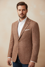 Load image into Gallery viewer, Aiden in Russet Boucle Tweed Blazer – White Shirt
