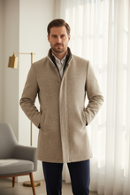 Load image into Gallery viewer, Beige Funnel Neck Coat - Aiden
