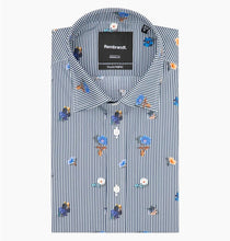 Load image into Gallery viewer, Rembrandt London Navy Floral Stripe Print Shirt
