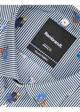 Load image into Gallery viewer, Rembrandt London Navy Floral Stripe Print Shirt
