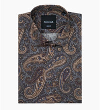 Load image into Gallery viewer, Rembrandt London Navy &amp; Brown Paisley Print Shirt
