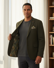 Load image into Gallery viewer, Dark Olive Herringbone Blazer - Kai - Minimalist Interior
