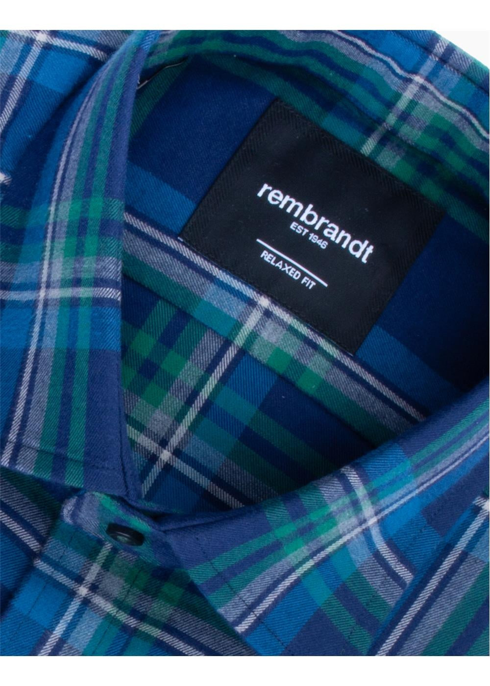 Rembrandt Sinatra Blue/Green Plaid Flannel Shirt
